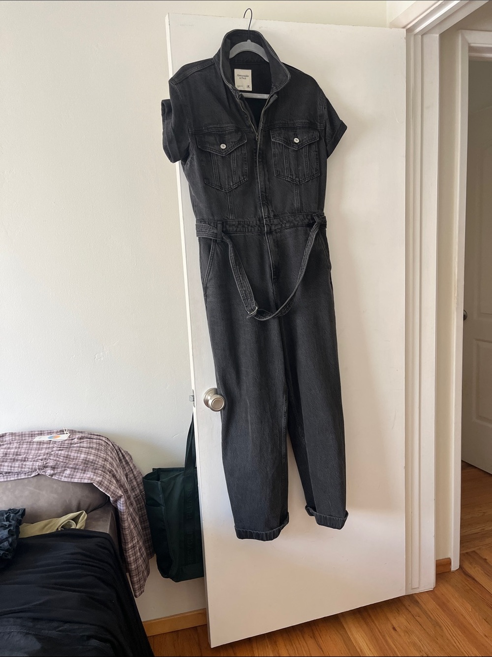 Abercrombie black denim jumpsuit